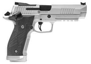 SIG SAUER P226 X-FIVE 9MM 10 SHOT TWO MAGS STAINLESS STEEL ADJUSTABLE REAR SIGHT FIBER OPTIC FRONT SIGHT G10 GRIPS MAG WELL AMBI SAFETY